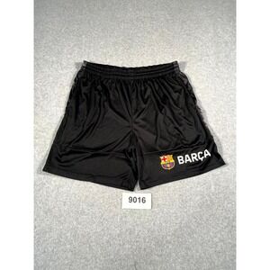 FC Barcelona Soccer Shorts Mens XL Black Spellout Logo Drawstring Sportswear